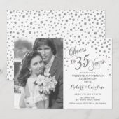 Invitation 35e anniversaire de mariage avec photo - Blanc arg (Devant / Derrière)