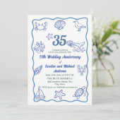 Invitation 35e anniversaire de mariage Chic Dessin à la main (Debout devant)