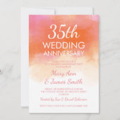 Invitation 35e Anniversaire de Mariage Corail Rose Aquarelle (Devant)