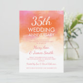 Invitation 35e Anniversaire de Mariage Corail Rose Aquarelle (Debout devant)