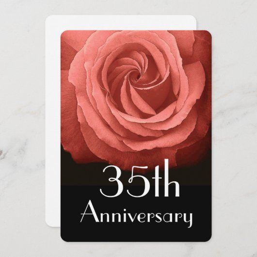 Invitation 35e anniversaire de mariage Coral Rose A02D (Devant / Derrière)