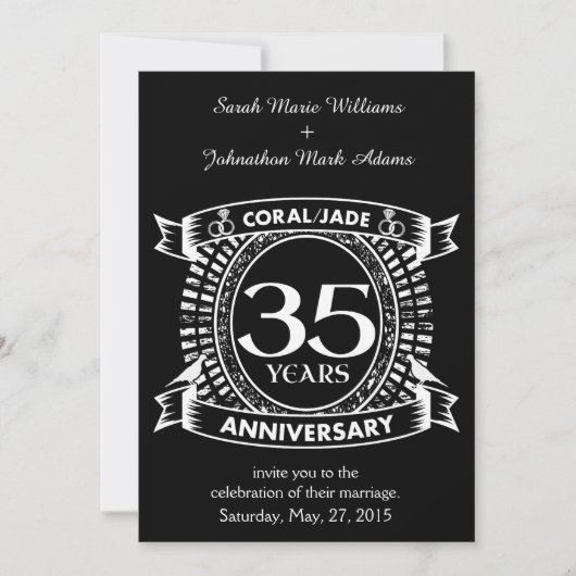 Invitation 35e anniversaire de mariage Couronne de corail de (Devant)