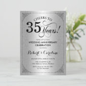 Invitation 35e anniversaire de mariage - Damask noir argenté (Debout devant)