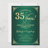 Invitation 35e anniversaire de mariage - Damask Vert Or (Devant)