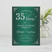 Invitation 35e anniversaire de mariage - Damassé argenté vert (Debout devant)