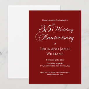 Invitation 35e anniversaire de Mariage de corail Élégant scri
