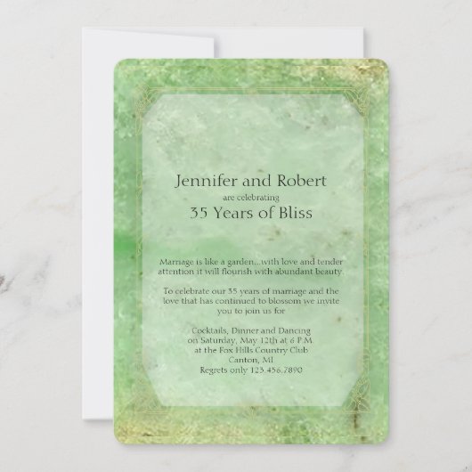 Invitation 35e anniversaire de mariage en jade nat (Devant)