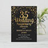 Invitation 35e anniversaire de mariage - Noir & Or (Debout devant)