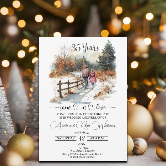 Invitation 35e anniversaire de mariage Paysage hivernal roman