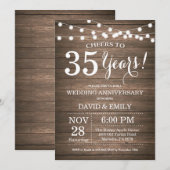 Invitation 35e anniversaire de mariage Rustique Bo (Devant / Derrière)