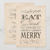 Invitation 35e anniversaire Dîner fête manger boire et être j (Devant / Derrière)