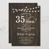 Invitation 35e anniversaire du Mariage - Bois rustique (Devant / Derrière)