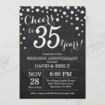 Invitation 35e anniversaire du Mariage Chalkboard Black Silve<br><div class="desc">35e anniversaire Mariage Chalkboard Black and Silver Invitation. Trente-cinq ans de Mariage. Chalkboard Black et Silver Parties scintillant Arrière - plan diamant. Confetti en argent. Anniversaire adulte. Fête d'anniversaire d'une femme ou d'un homme. Pour plus de personnalisation, cliquez sur le bouton "Customiser" et utilisez notre outil de conception pour modifier...</div>