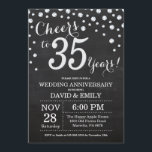 Invitation 35e anniversaire du Mariage Chalkboard Black Silve<br><div class="desc">35e anniversaire Mariage Chalkboard Black and Silver Invitation. Trente-cinq ans de Mariage. Chalkboard Black et Silver Parties scintillant Arrière - plan diamant. Confetti en argent. Anniversaire adulte. Fête d'anniversaire d'une femme ou d'un homme. Pour plus de personnalisation, cliquez sur le bouton "Customiser" et utilisez notre outil de conception pour modifier...</div>
