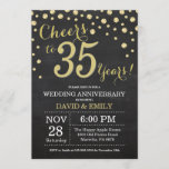 Invitation 35e anniversaire du Mariage Chalkboard noir et or<br><div class="desc">35e anniversaire Mariage Chalkboard Black and Gold Invitation. Trente-cinq ans de Mariage. Chalkboard Black et Gold Parties scintillant Diamond Arrière - plan. Confetti d'or. Anniversaire adulte. Fête d'anniversaire d'une femme ou d'un homme. Pour plus de personnalisation, cliquez sur le bouton "Customiser" et utilisez notre outil de conception pour modifier ce...</div>