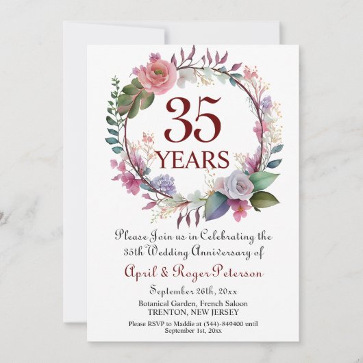 Invitation 35e anniversaire du Mariage de corail (Devant)