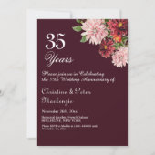 Invitation 35e anniversaire du Mariage de corail Bourgogne Fl (Devant)