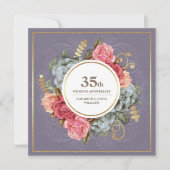 Invitation 35e anniversaire du Mariage fête de la florale Vin (Devant)