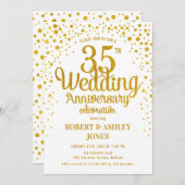 Invitation 35e anniversaire du Mariage - Or et blanc (Devant / Derrière)