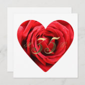 Invitation 35e anniversaire du Mariage Roses rouges Coeur élé (Devant / Derrière)