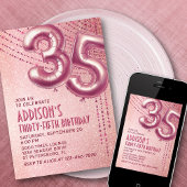 Invitation 35e anniversaire femme Rose or