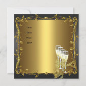 Invitation 35e anniversaire fête Elégant Black Gol (Dos)