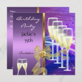 Invitation 35e anniversaire fête Elegant Purple Go (Devant / Derrière)