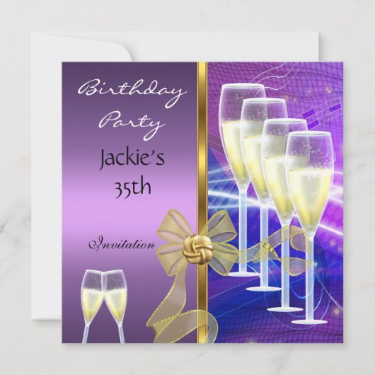 Invitation 35e anniversaire fête Elegant Purple Go (Devant)