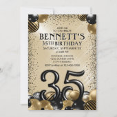 Invitation 35e Ballons Black Gold Anniversaire (Devant)