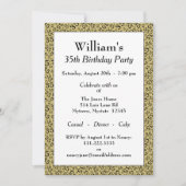 Invitation 35e fête d'anniversaire Gold et Motif noir (Devant)