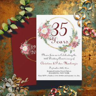 Invitation 35e Mariage Coral Anniversaire Rose Gold Frame