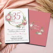 Invitation 35e Mariage Coral Anniversaire Rose Gold Frame