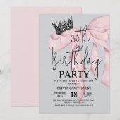 Invitation 35th Birthday ⎮ Modern Royal Bow Birthday  (Devant / Derrière)
