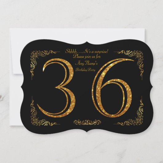 Invitation 36ème, fête d'anniversaire 36ème, grand Gatsby, no (Devant)
