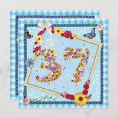 Invitation 37e fête d'anniversaire Fleurs d'invitation, papil (Devant / Derrière)