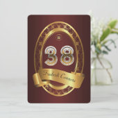 Invitation 38e anniversaire, homme de fête, couleur élégante (Debout devant)