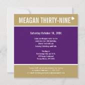 Invitation 39e anniversaire fête événement violet or blanc ph (Dos)