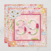 Invitation 39e anniversaire style scrapbooking (Devant / Derrière)