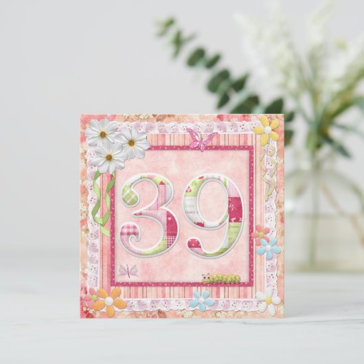 Invitation 39e anniversaire style scrapbooking (Debout devant)