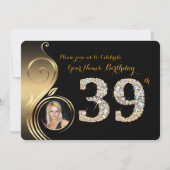 Invitation 39e,Invitation d'anniversaire,Numéro Diamant,Photo (Devant)