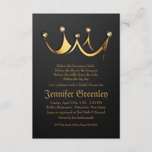 Invitation 3,5" x 5" Fête de la mariée royale de couronne de
