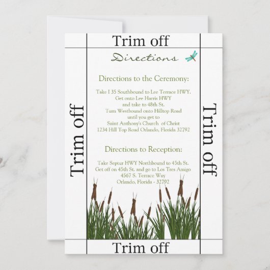 Invitation 3,5 x 7 Directions Cattail/Dragonfly i (Devant)
