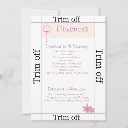 Invitation 3,5 x 7 Directions Lanterne rose violet (Devant)
