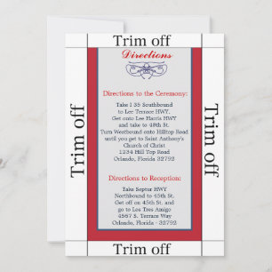 Invitation 3,5 x 7 Directions White Dove Red Blue