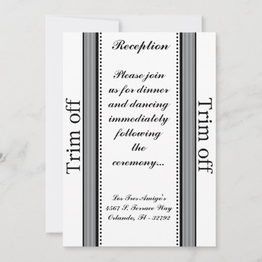 Invitation 3,5 x 7 Réception Black Olive Grey Str (Devant)