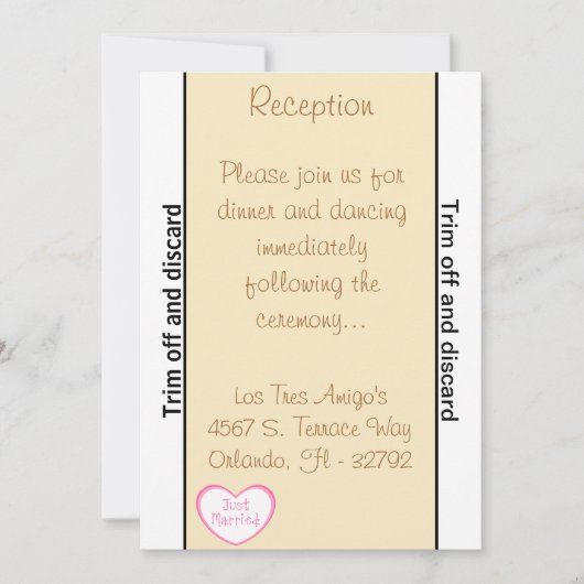 Invitation 3,5 x 7 Réception Je viens de me marier Cou (Devant)