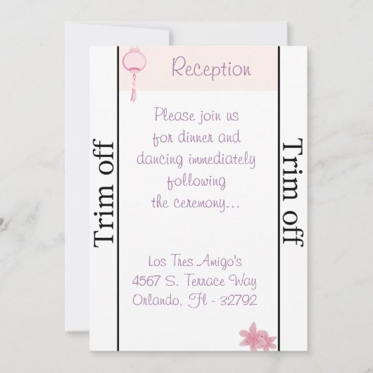 Invitation 3,5 x 7 Réception Lanterne rose violet/ (Devant)