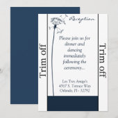 Invitation 3,5 x 7 Réception Marine Blue Dandelion (Devant / Derrière)