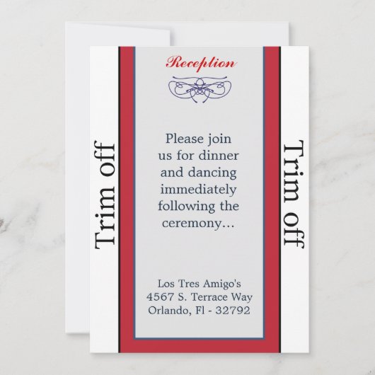 Invitation 3,5 x 7 Réception White Dove Red Blue (Devant)