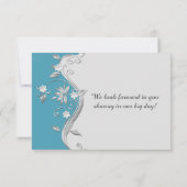 Invitation 3,5x5 Florales Ornées de Turquoise et d'Argenté RS (Dos)